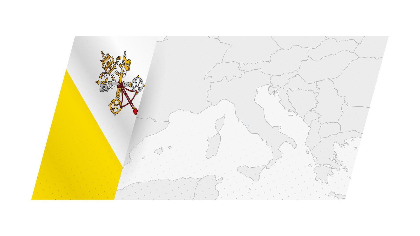 Vatican City map in modern style with flag of Vatican City on left side. vector