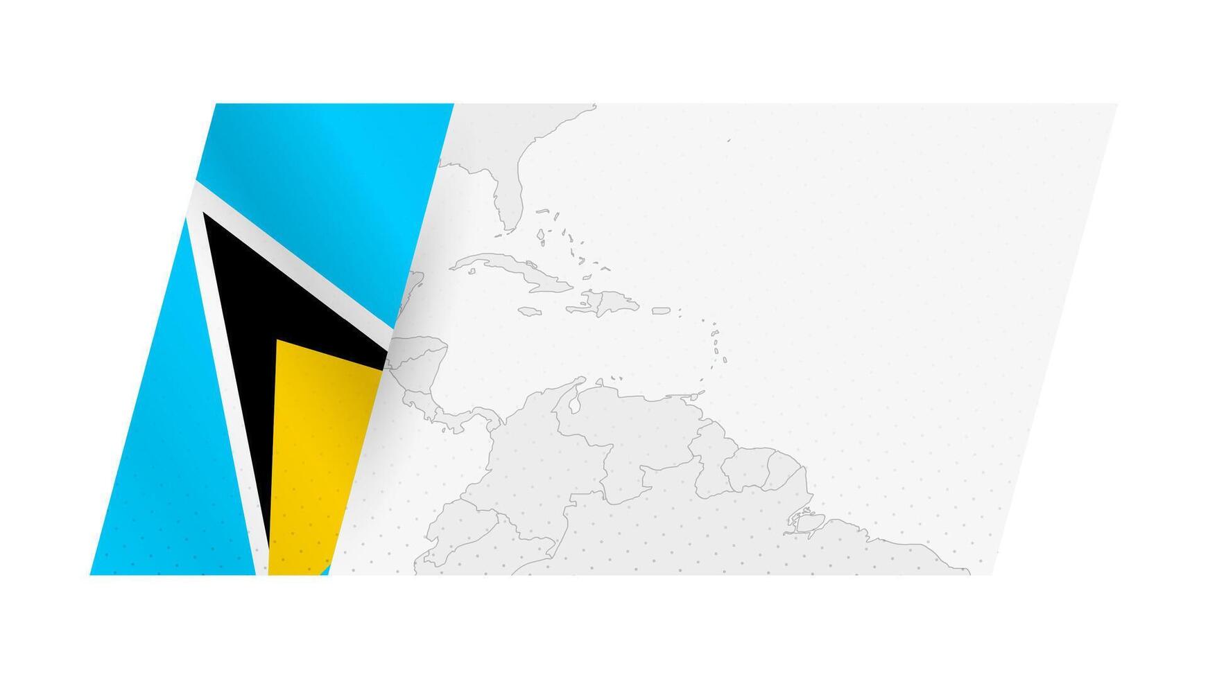 Saint Lucia map in modern style with flag of Saint Lucia on left side. vector