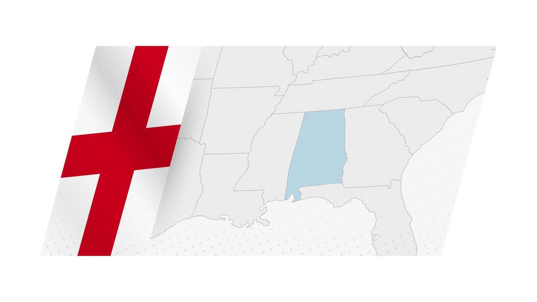 Alabama map in modern style with flag of Alabama on left side. vector