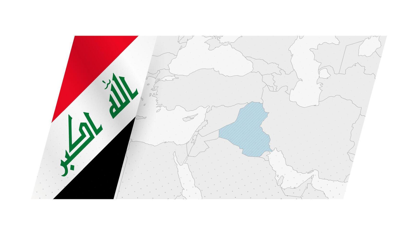 Iraq map in modern style with flag of Iraq on left side. vector