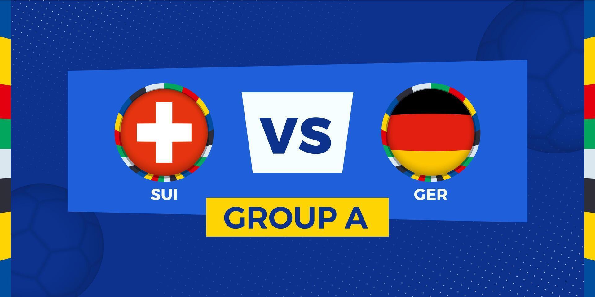 Switzerland vs Germany football match on group stage. Football competition illustration on sport background. vector