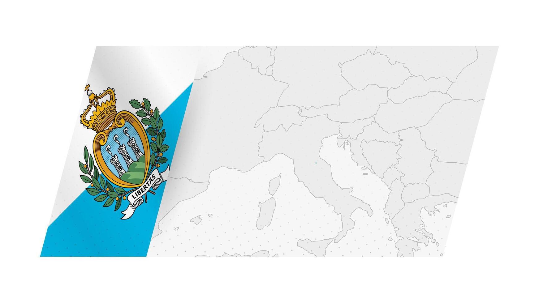 San Marino map in modern style with flag of San Marino on left side. vector