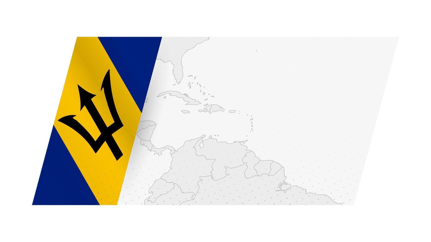 Barbados map in modern style with flag of Barbados on left side. vector