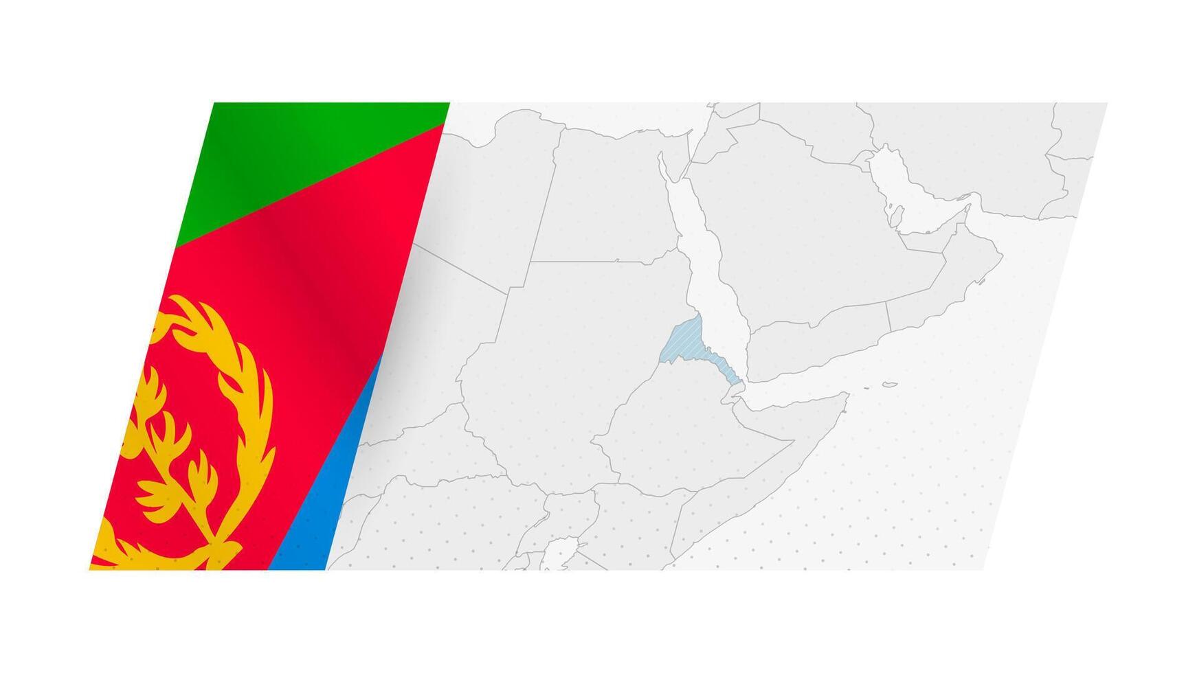 Eritrea map in modern style with flag of Eritrea on left side. vector