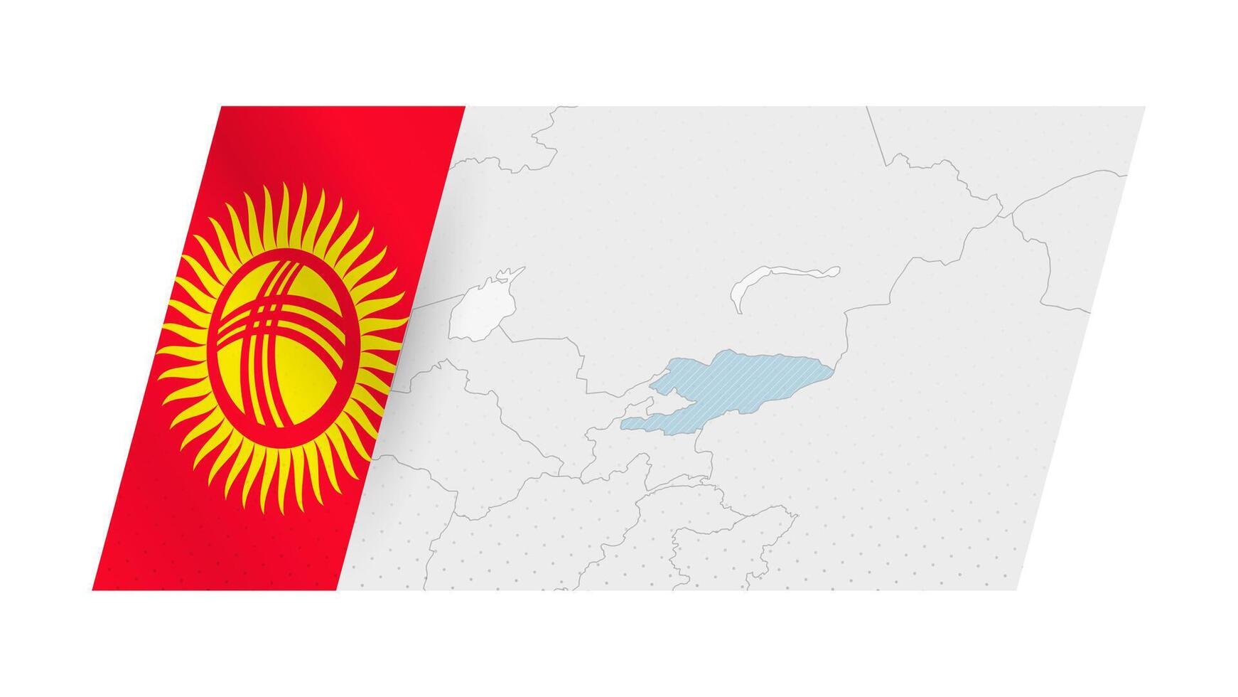 Kyrgyzstan map in modern style with flag of Kyrgyzstan on left side. vector