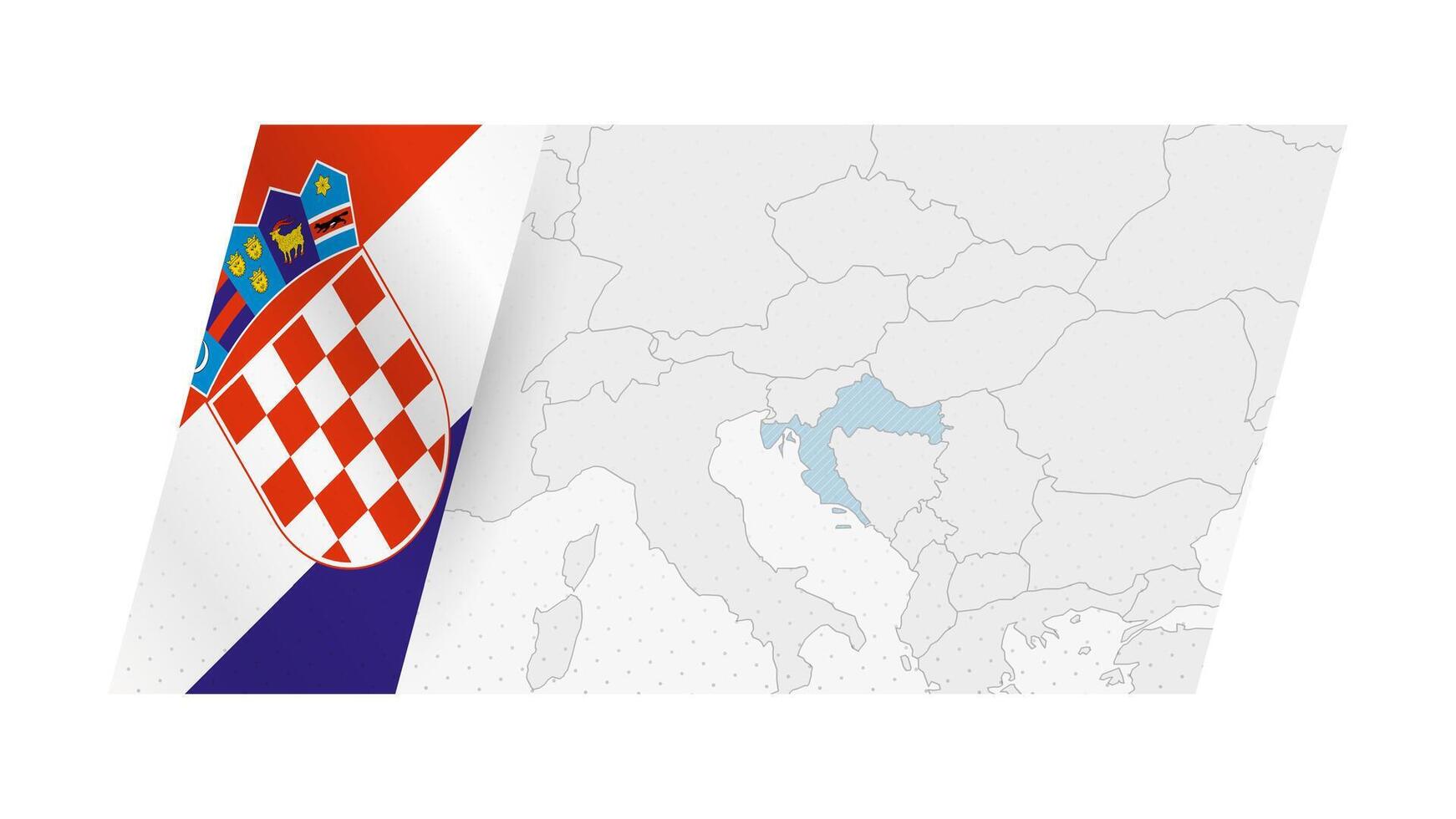 Croatia map in modern style with flag of Croatia on left side. vector