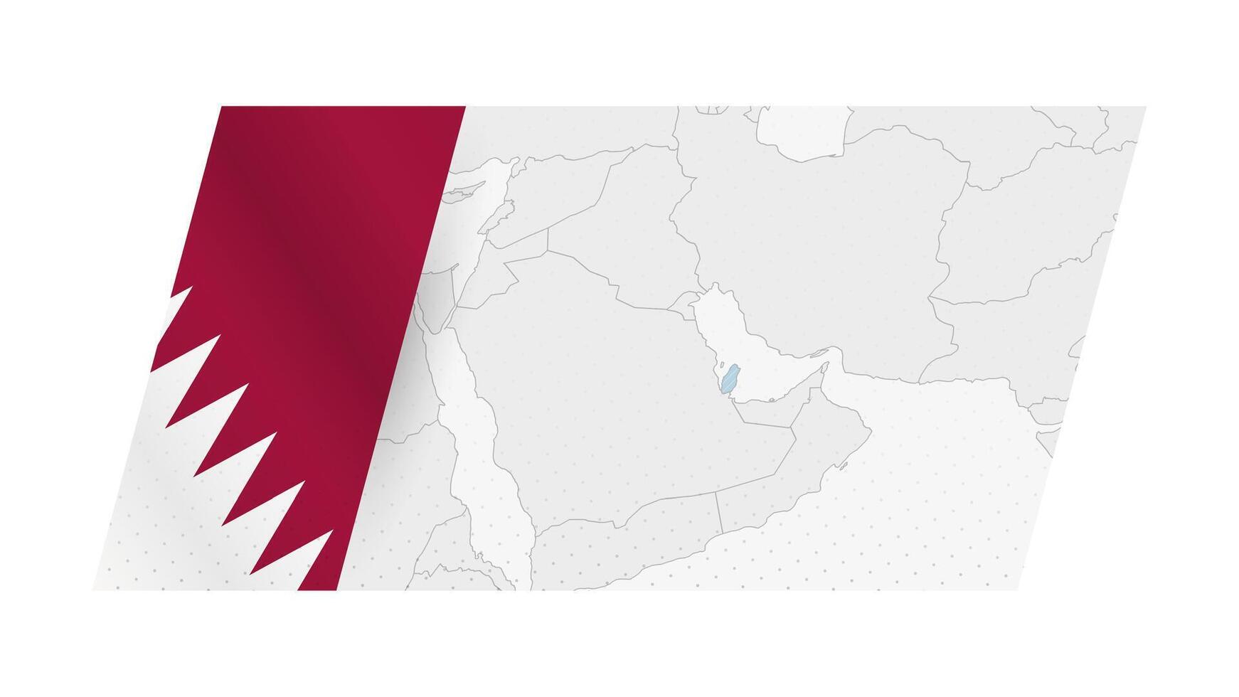 Qatar map in modern style with flag of Qatar on left side. vector