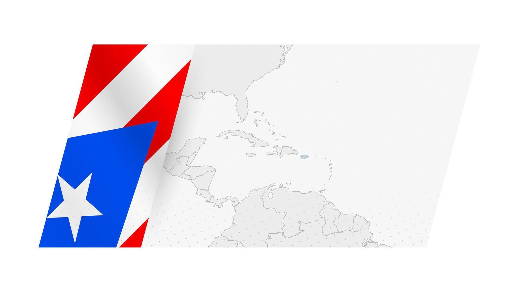 Puerto Rico map in modern style with flag of Puerto Rico on left side. vector