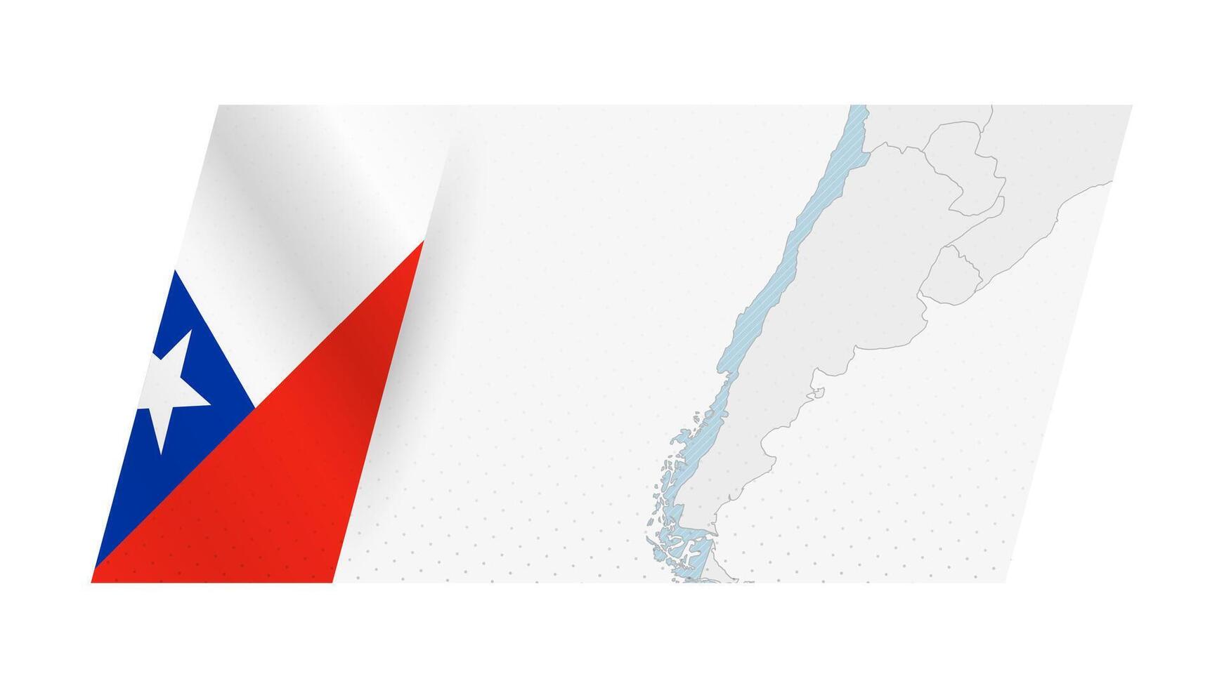 Chile map in modern style with flag of Chile on left side. vector