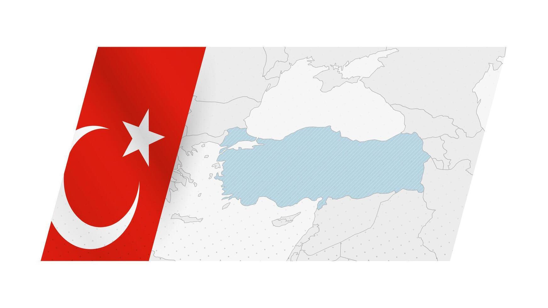 Turkey map in modern style with flag of Turkey on left side. vector