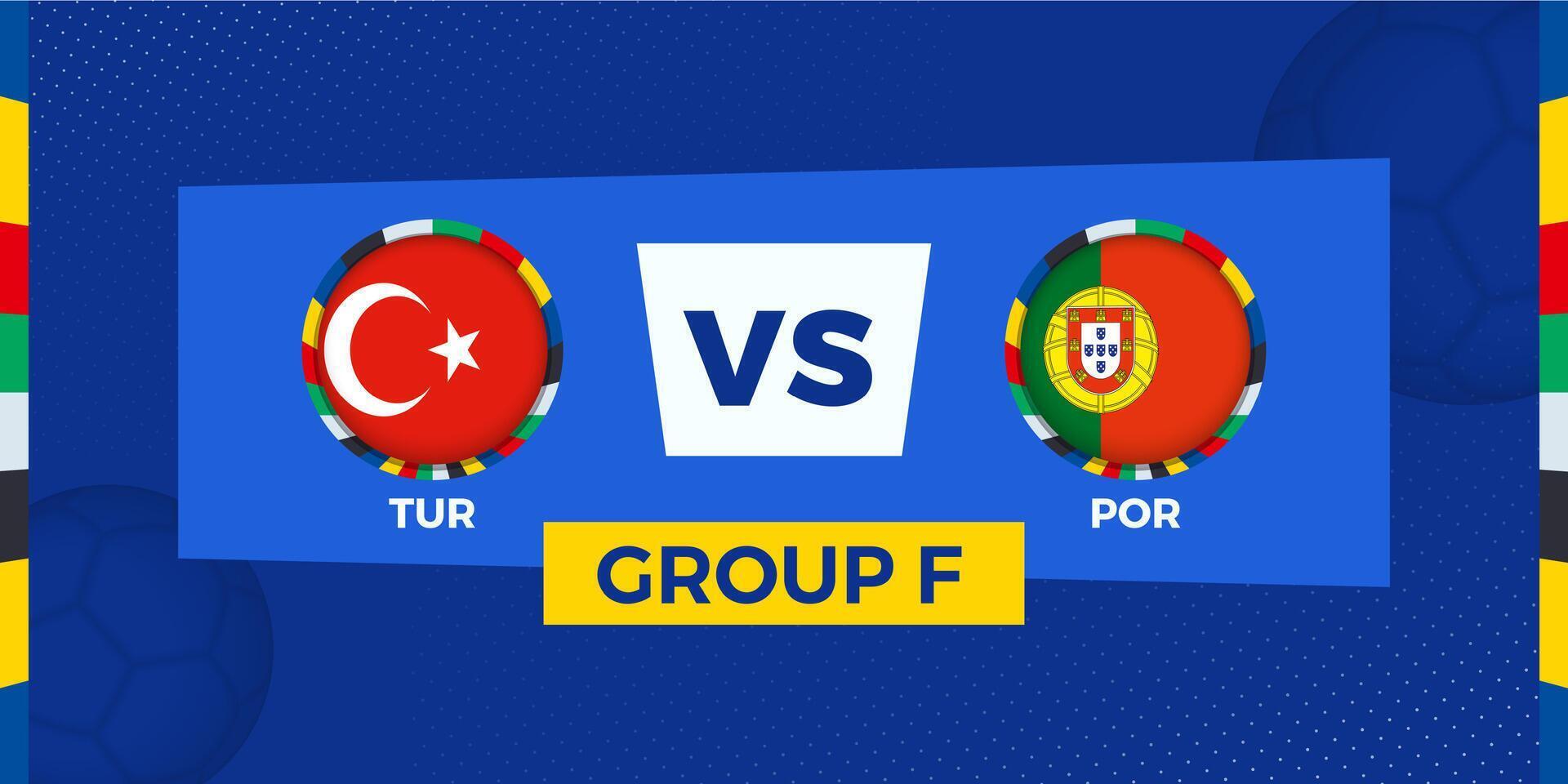 Turkey vs Portugal football match on group stage. Football competition illustration on sport background. vector