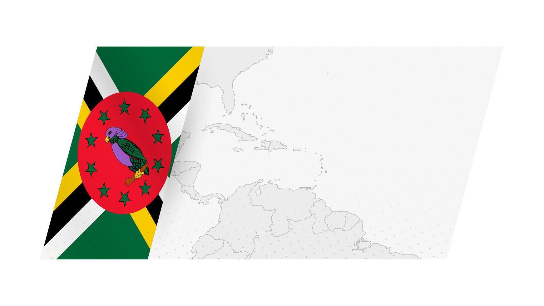 Dominica map in modern style with flag of Dominica on left side. vector