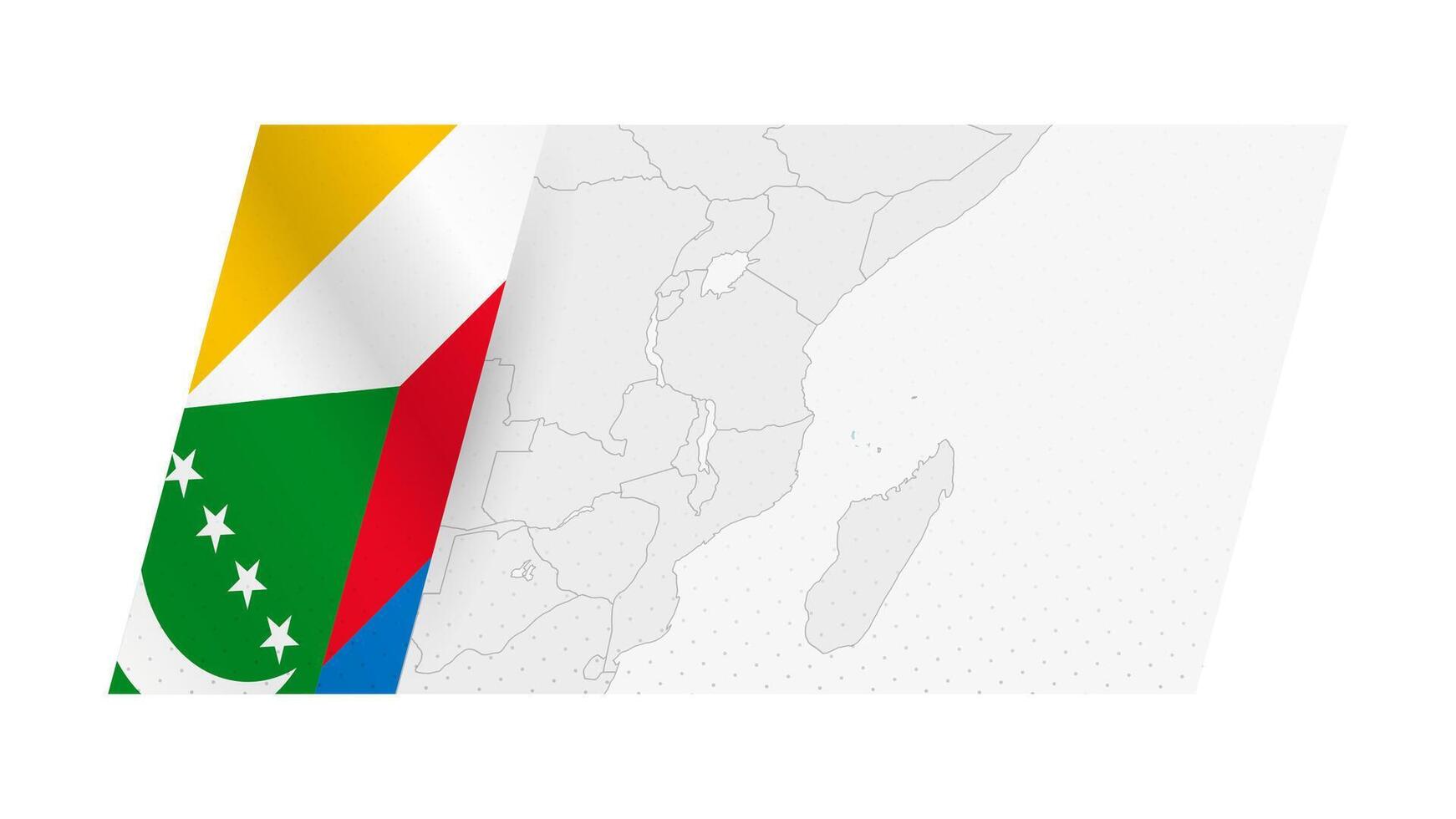 Comoros map in modern style with flag of Comoros on left side. vector