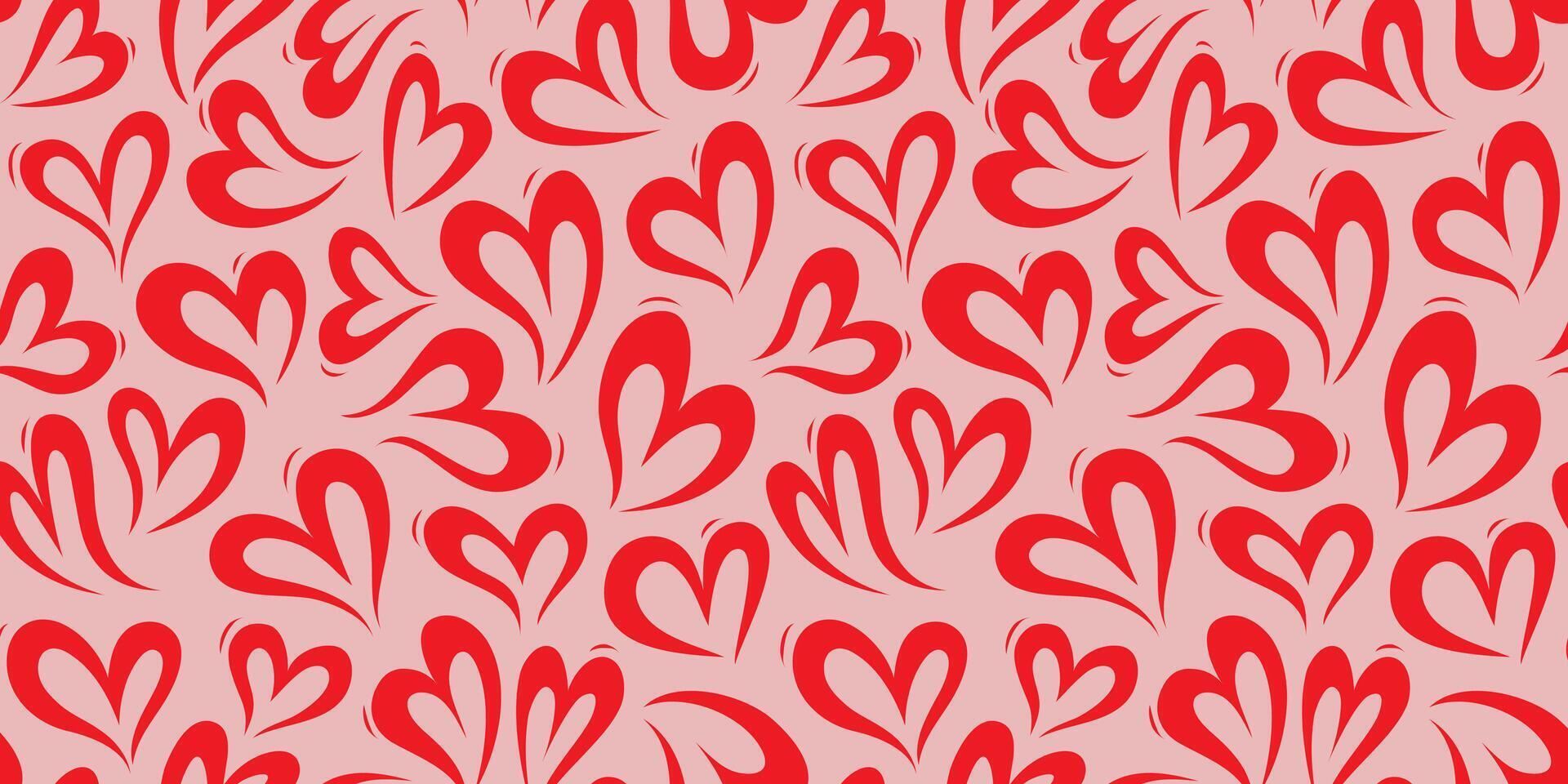Love heart seamless pattern illustration. Cute romantic hearts background print. Valentine's day holiday backdrop texture, romantic wedding design. vector