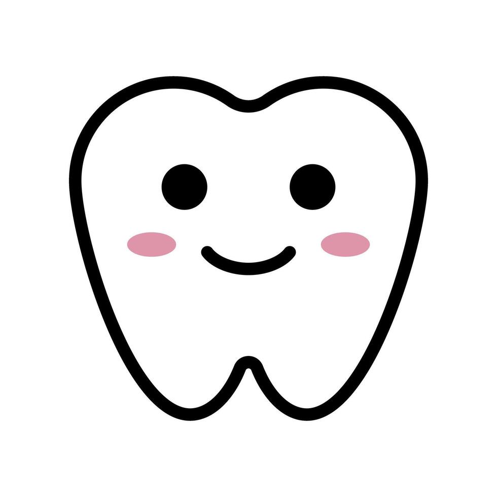 Cute tooth character icon. vector
