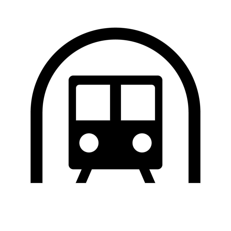 Tunnel and train silhouette icon. vector