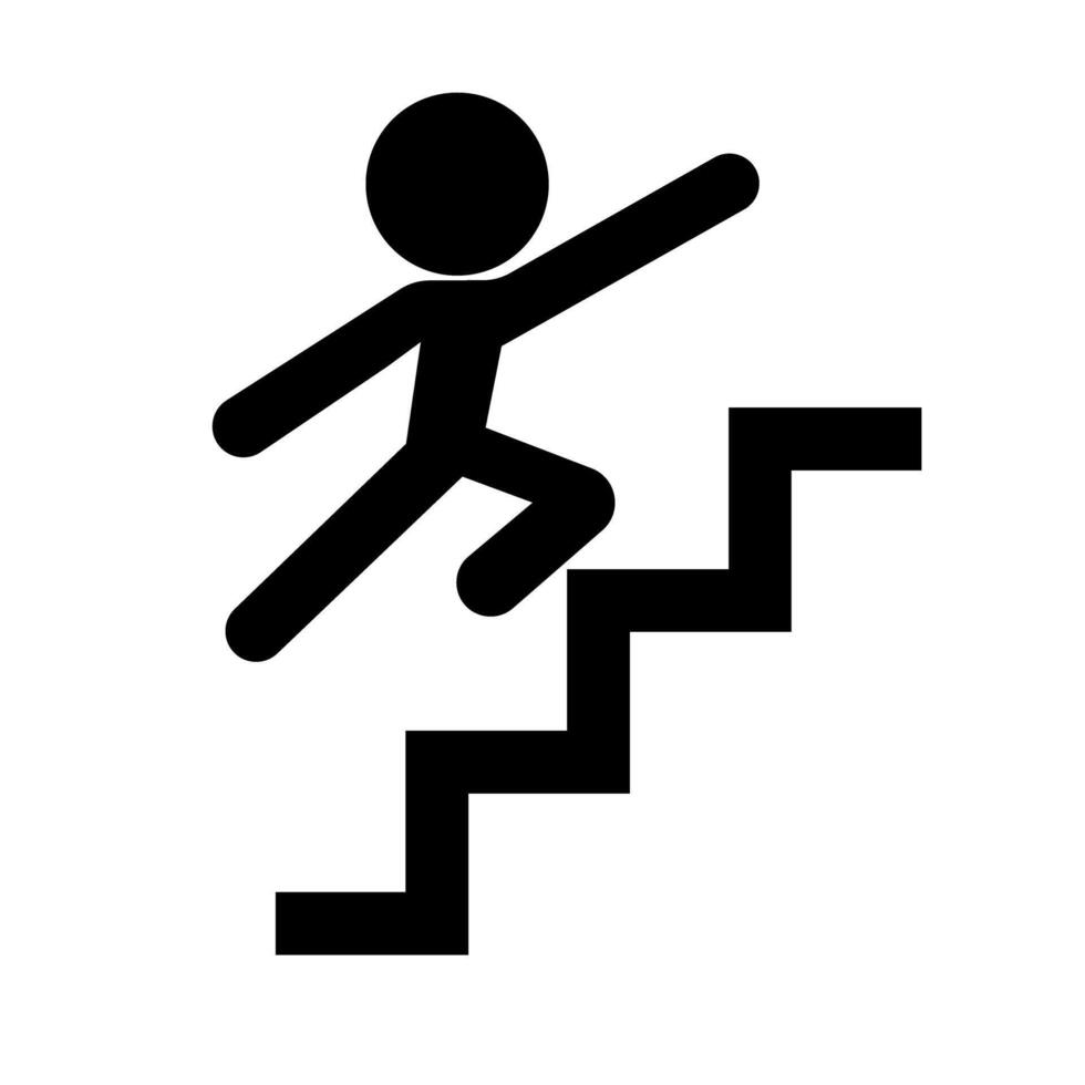 Human running up the stairs silhouette icon vector