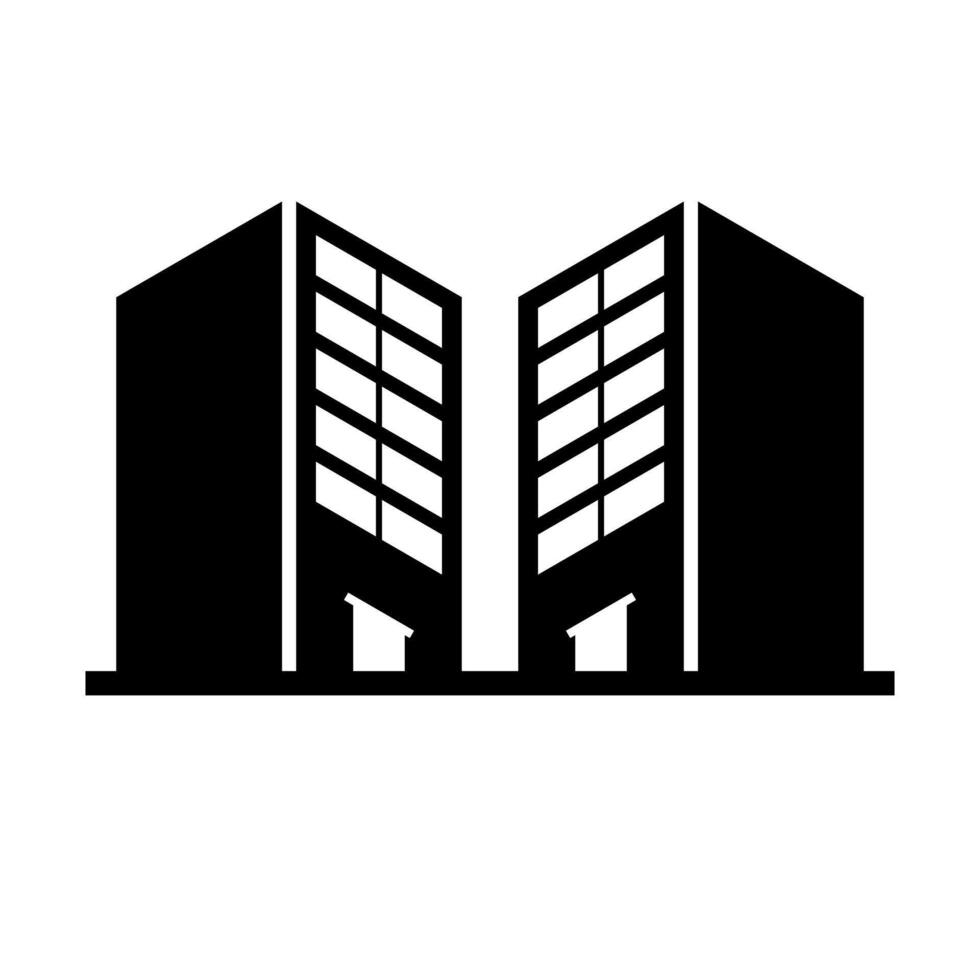 Two buildings silhouette icon. vector