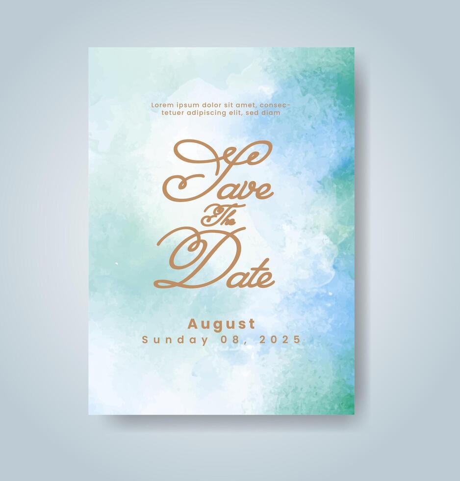 Wedding invitation with abstract watercolor background vector