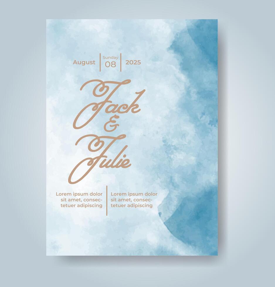 Wedding invitation with abstract watercolor background vector