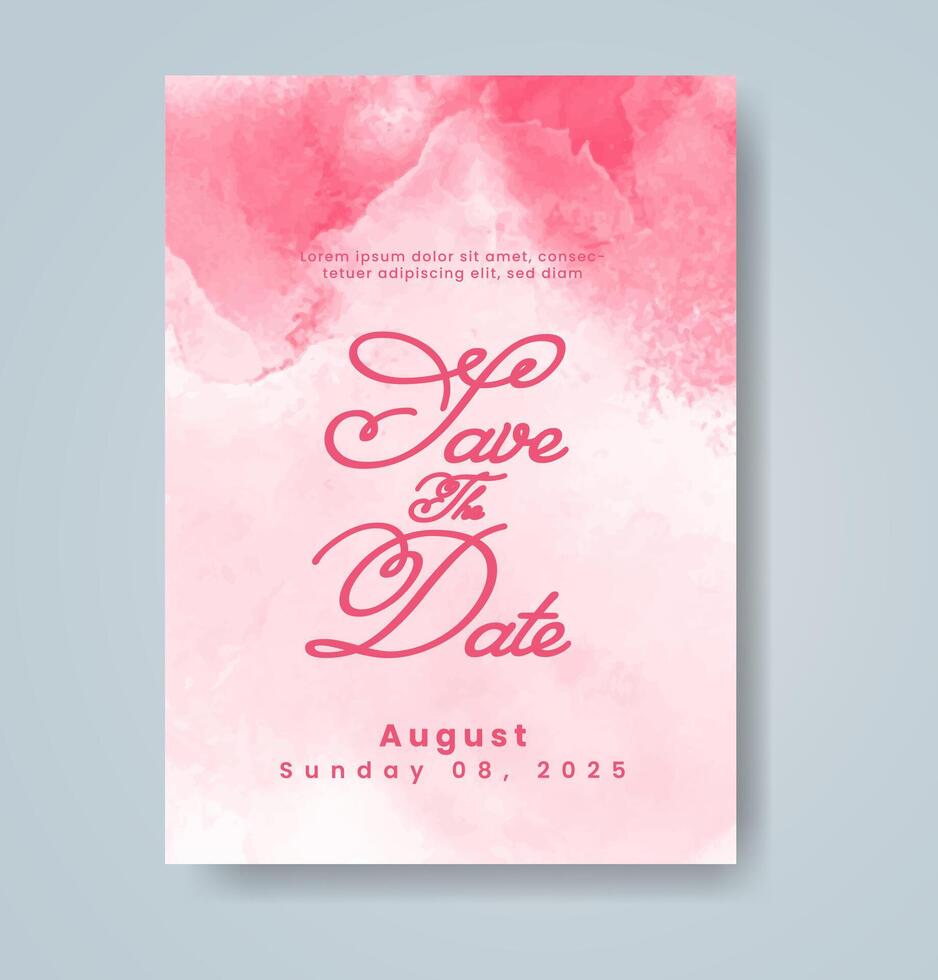 Wedding invitation with abstract watercolor background vector