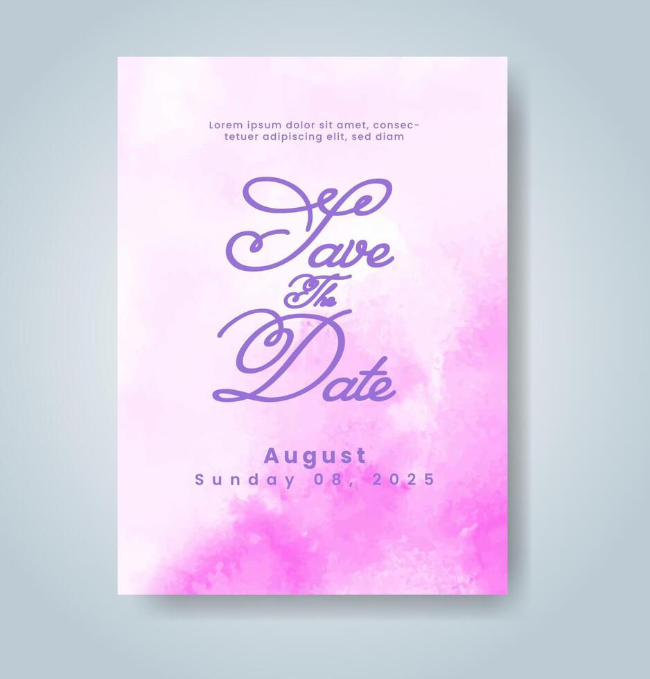 Wedding invitation with abstract watercolor background vector