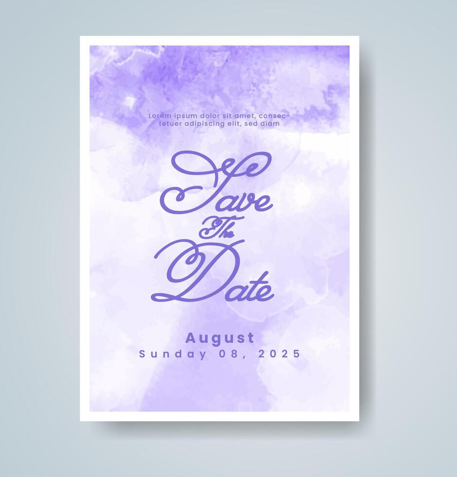 Wedding invitation with abstract watercolor background vector