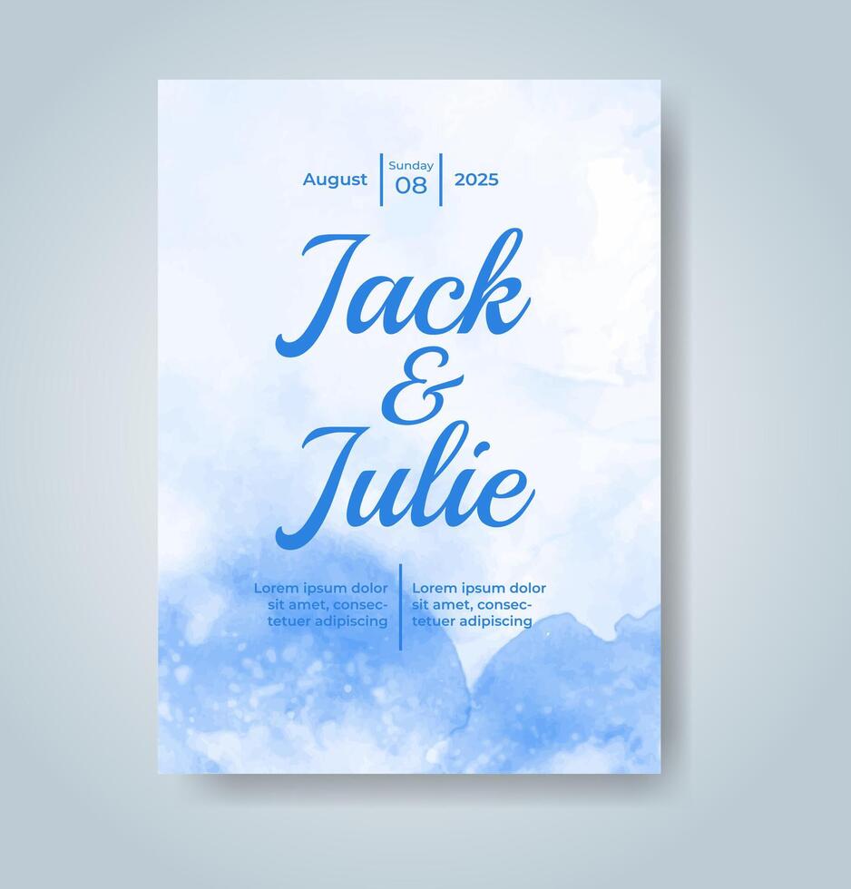 Wedding invitation with abstract watercolor background vector