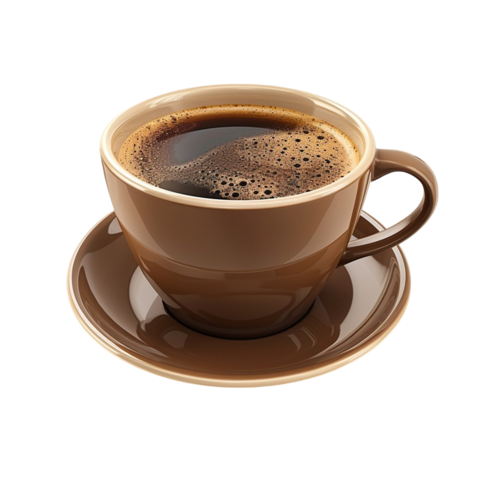A cup of coffee on a saucer on a transparent background. png