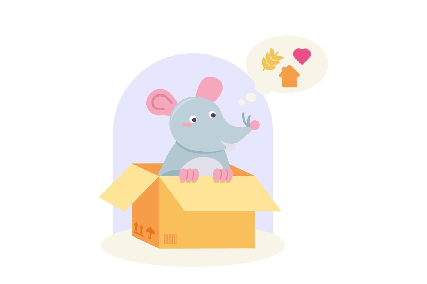 Cute Cartoon Flat Outline Adopt Pet Mouse Concept Illustration vector