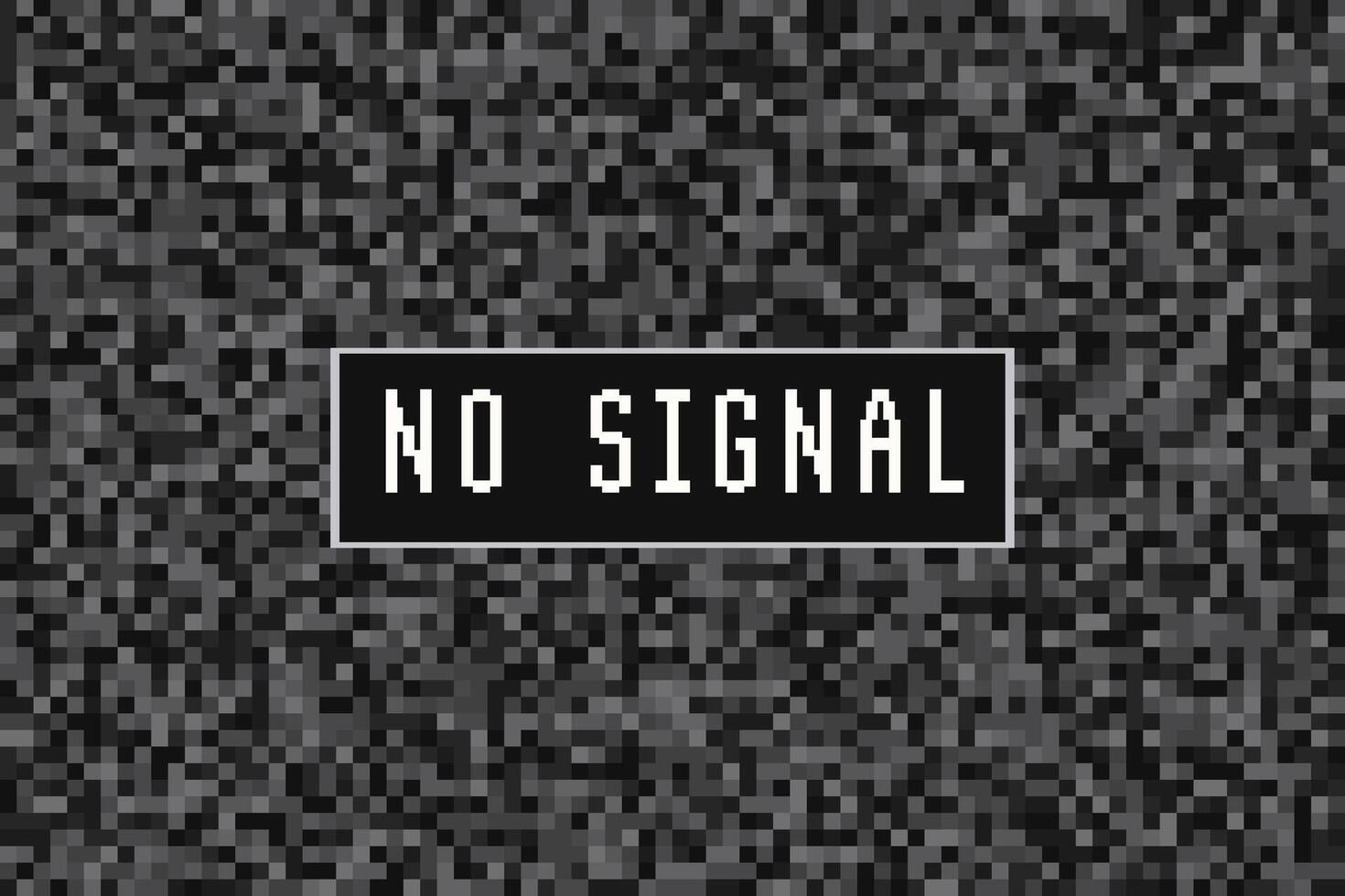 Black and White Pixel Background with No Signal Text vector
