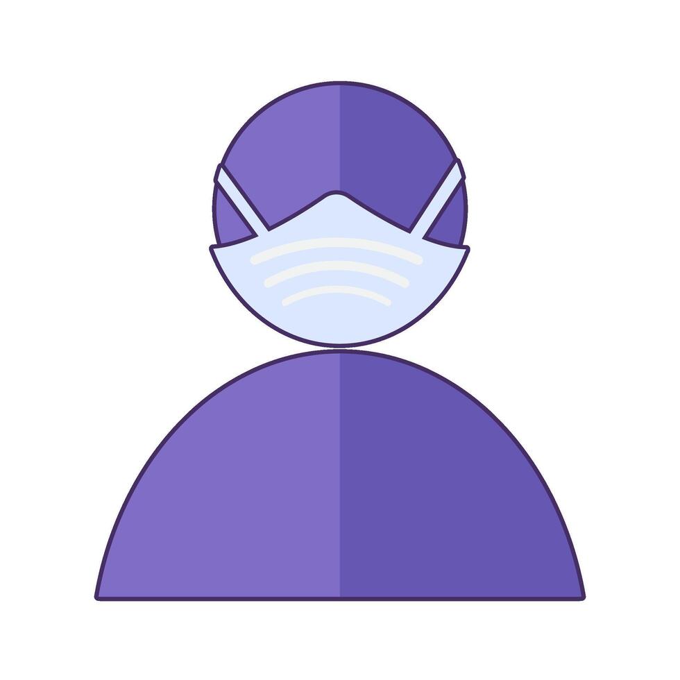Avatar Man Wearing Face Mask Icon Warning Symbol vector