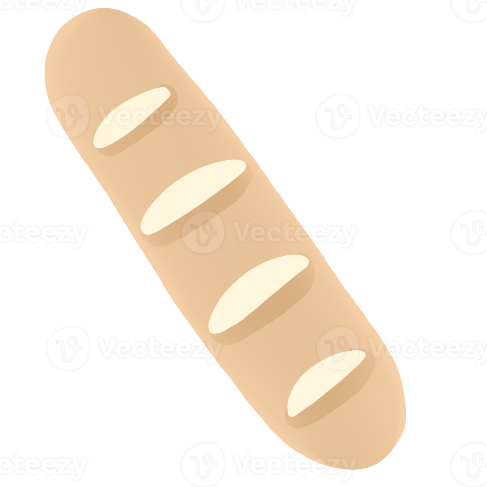 Baguette bread icon on transparent background png