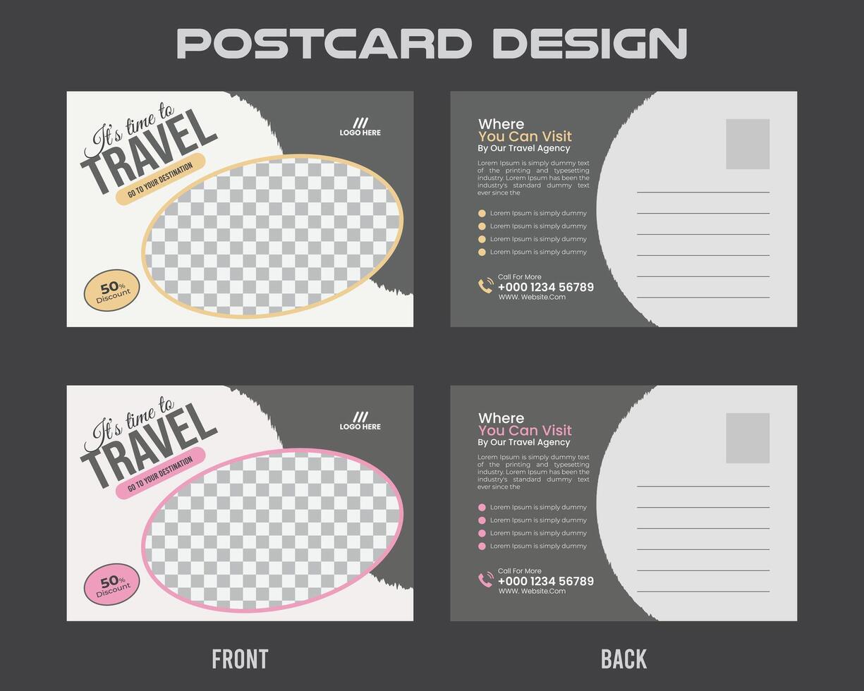 Realistic travel postcard template vector