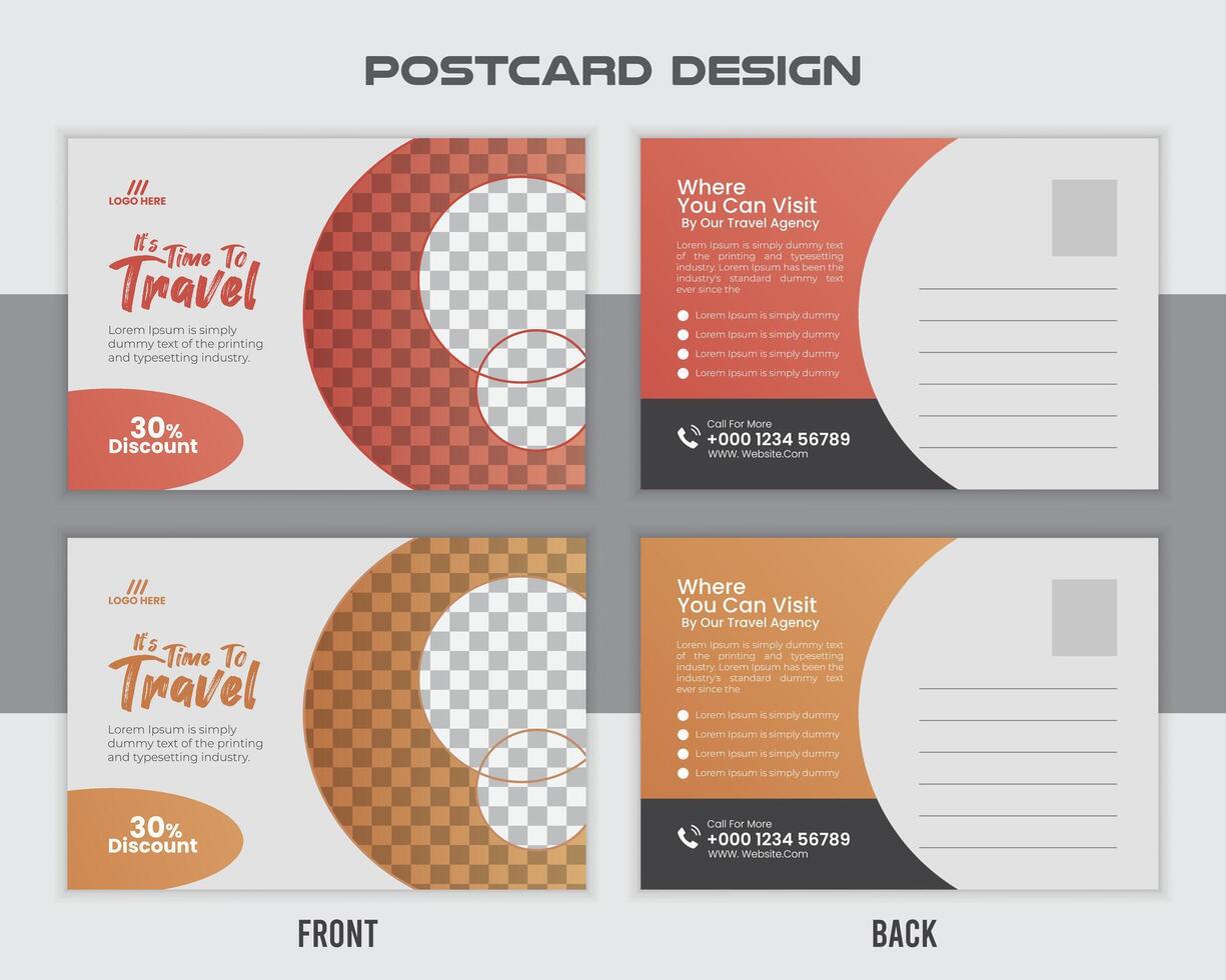 Realistic travel postcard template vector