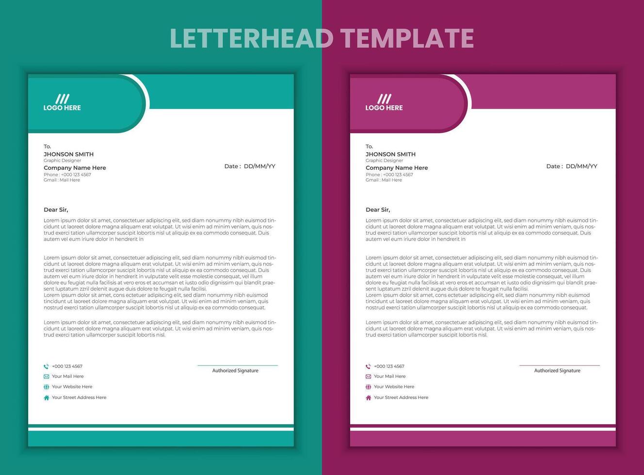 Modern flat letterhead design template vector
