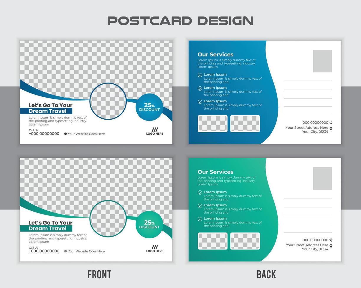 Realistic travel postcard template vector
