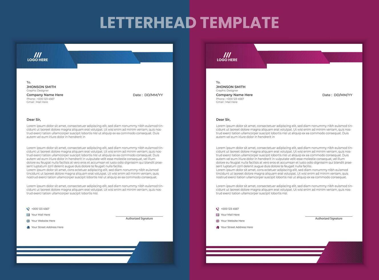 Modern flat letterhead design template vector
