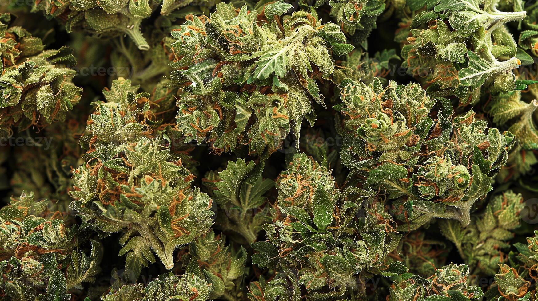 Top view harvested cannabis buds photo