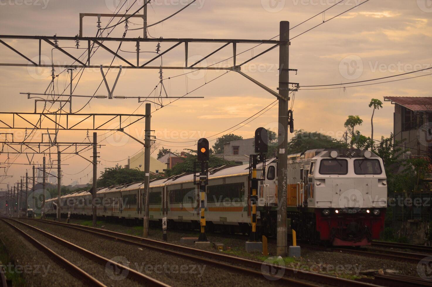 Commuter Line or electric train in Jakarta, Indonesia photo