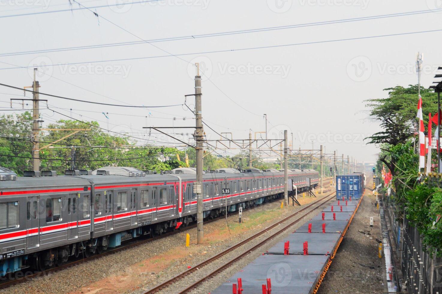 Commuter Line or electric train in Jakarta, Indonesia. photo