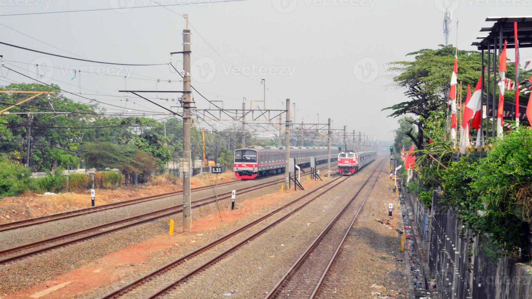 Commuter Line or electric train in Jakarta, Indonesia photo