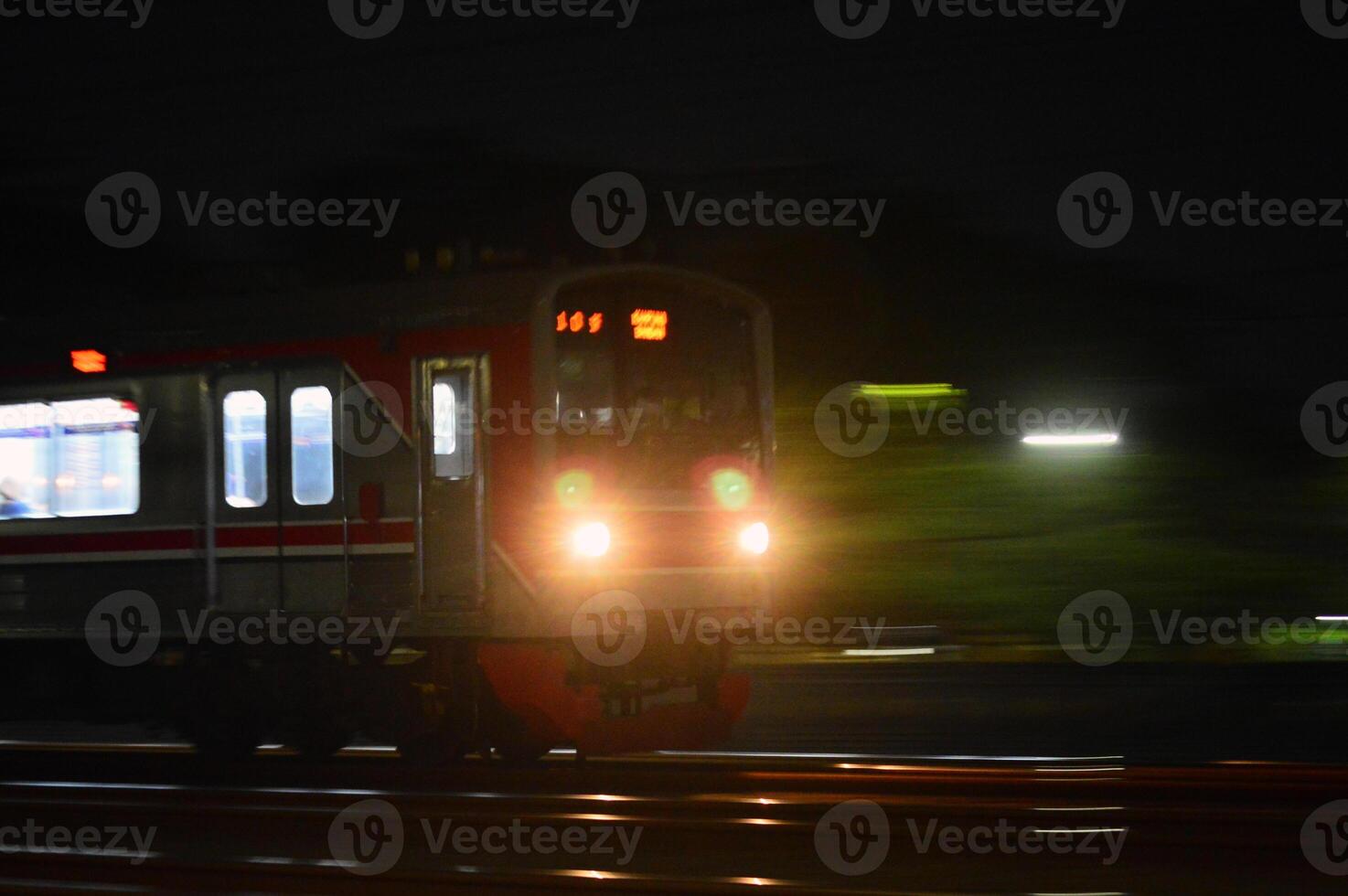 Commuter Line or electric train in Jakarta, Indonesia. photo