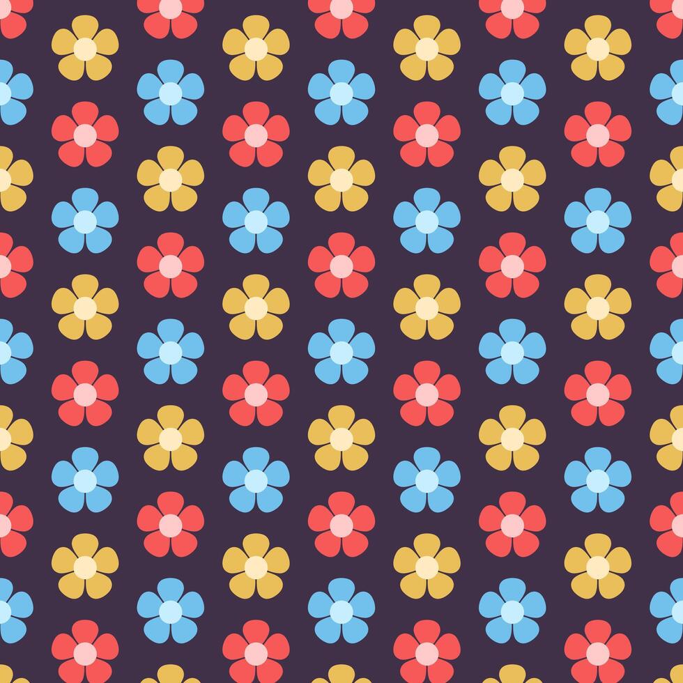 Colorful Decorative Flowers Repeat Pattern Background vector