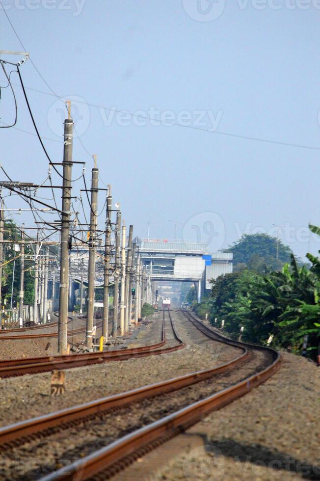 Commuter Line or electric train in Jakarta, Indonesia. photo