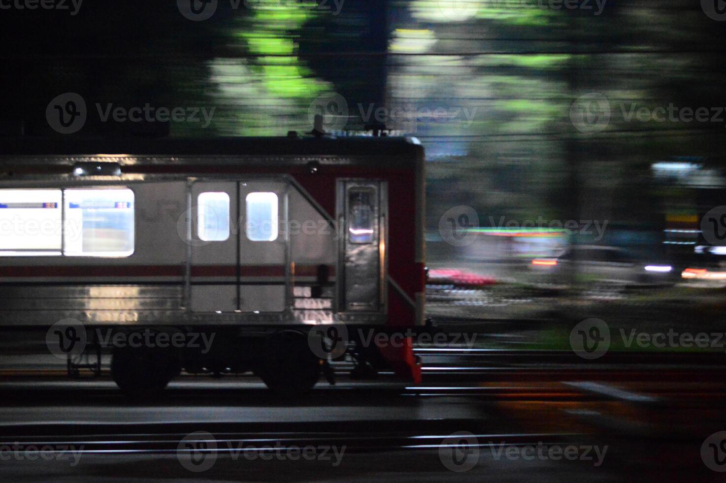 Commuter Line or electric train in Jakarta, Indonesia. photo