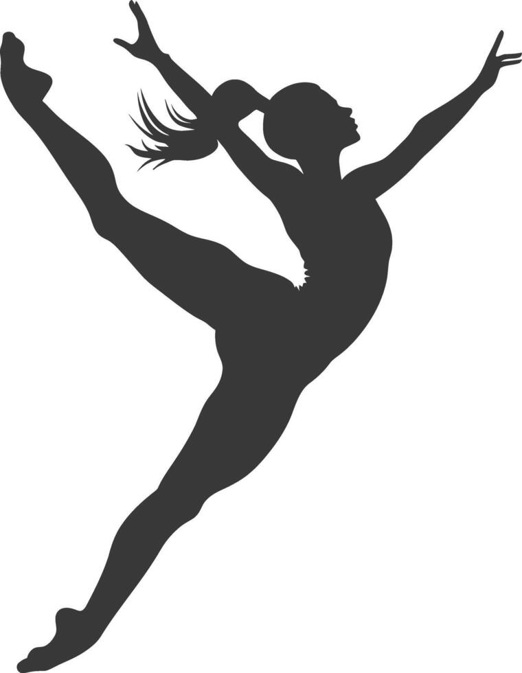 silhouette gymnast athlete woman in action black color only vector