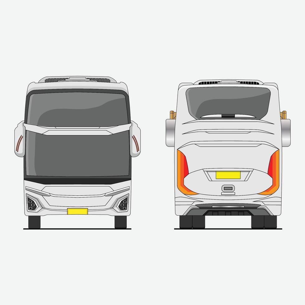 The Illustration of Mock Up Bus Front Back vector
