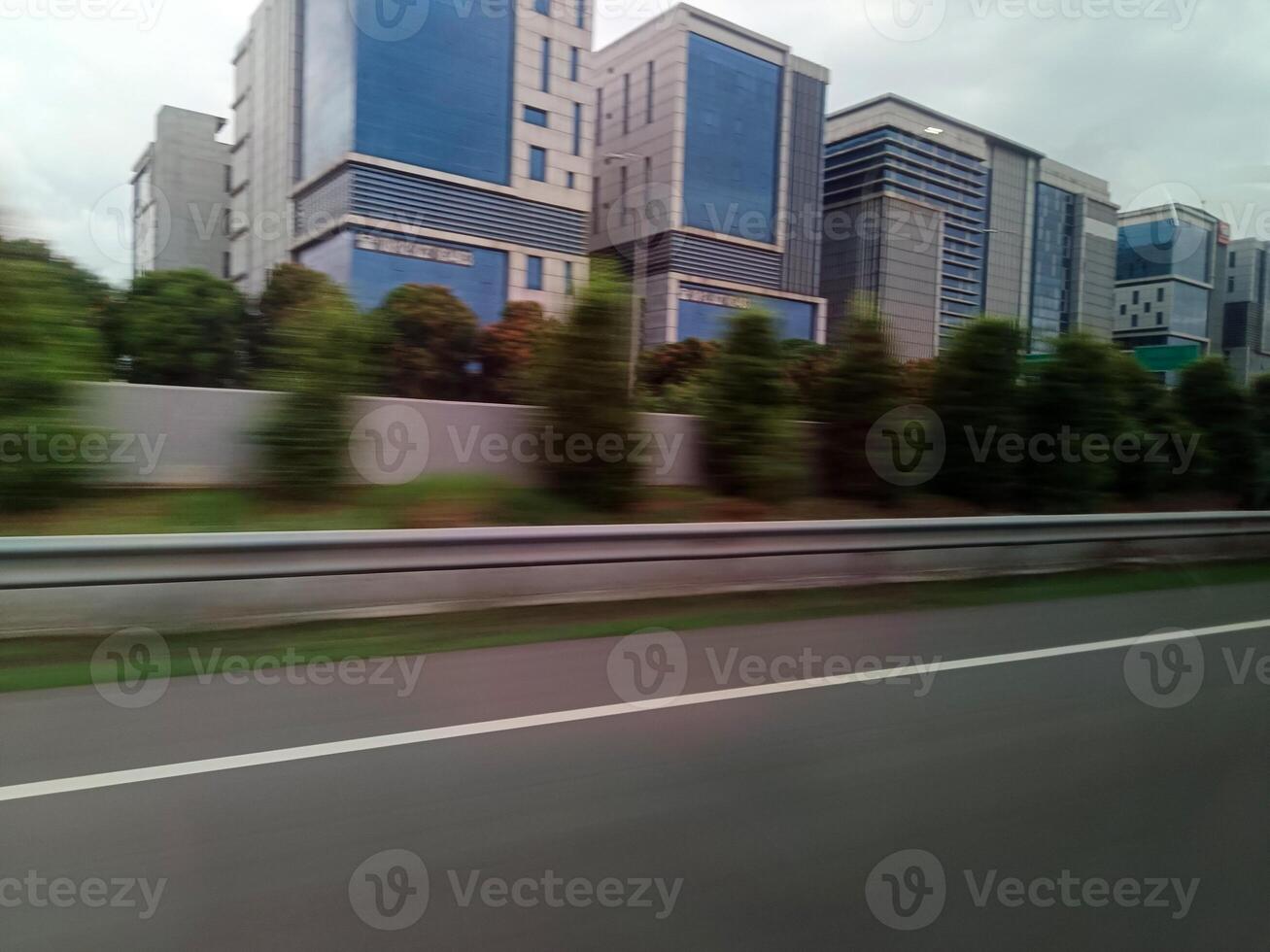 View of the highway taken from the car window photo