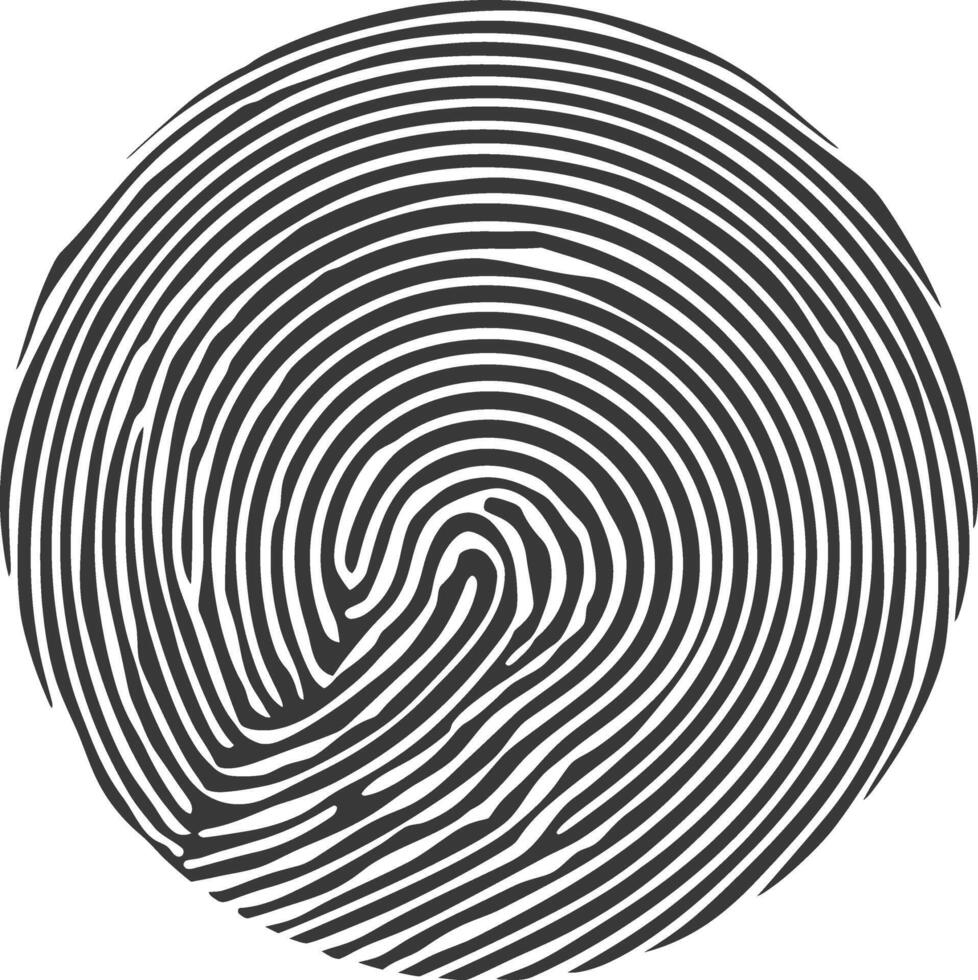 silhouette finger print circle shape black color only vector